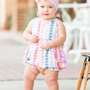 Ruffle Butts Rainbow Heart Romper